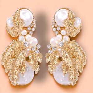 Zara Pearl Embellished Drop Earrings